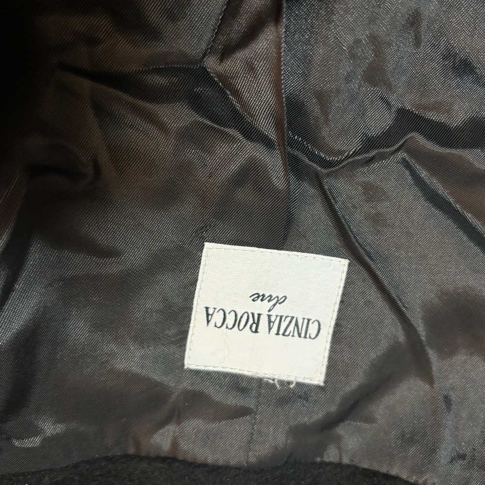 $1200 Designer Cinzia Rocca Angora‎ Wool Coat Flared Black Peacoat Italy - Picture 9 of 15